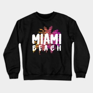 Miami Beach Florida City Palm Trees Sunset Design Crewneck Sweatshirt